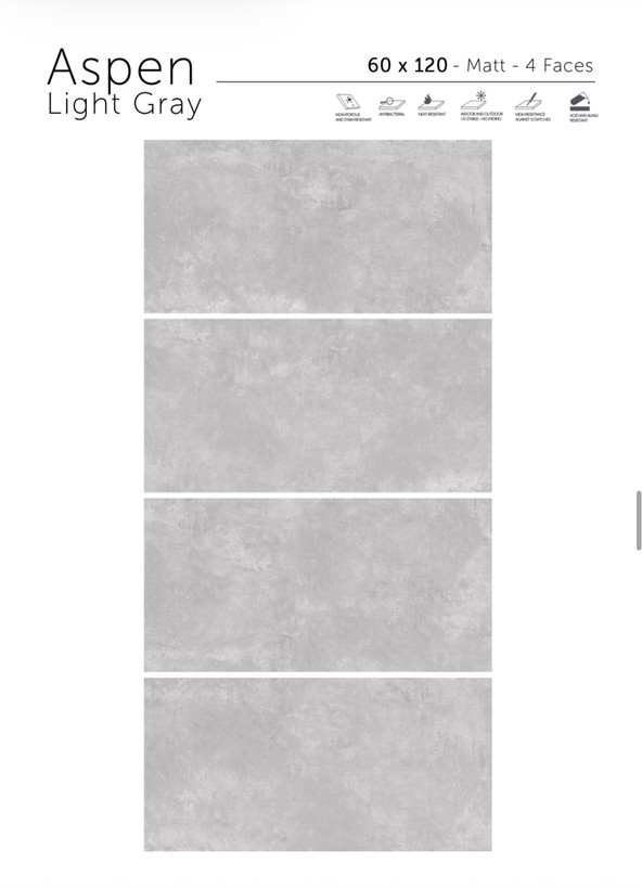 سرامیک ۱۲۰*۶۰ ASPEN LIGHT GRAY لوتوس