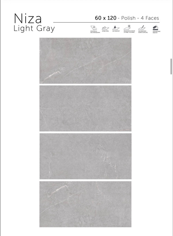 سرامیک ۱۲۰*۶۰ NIZA LIGHT GRAY لوتوس